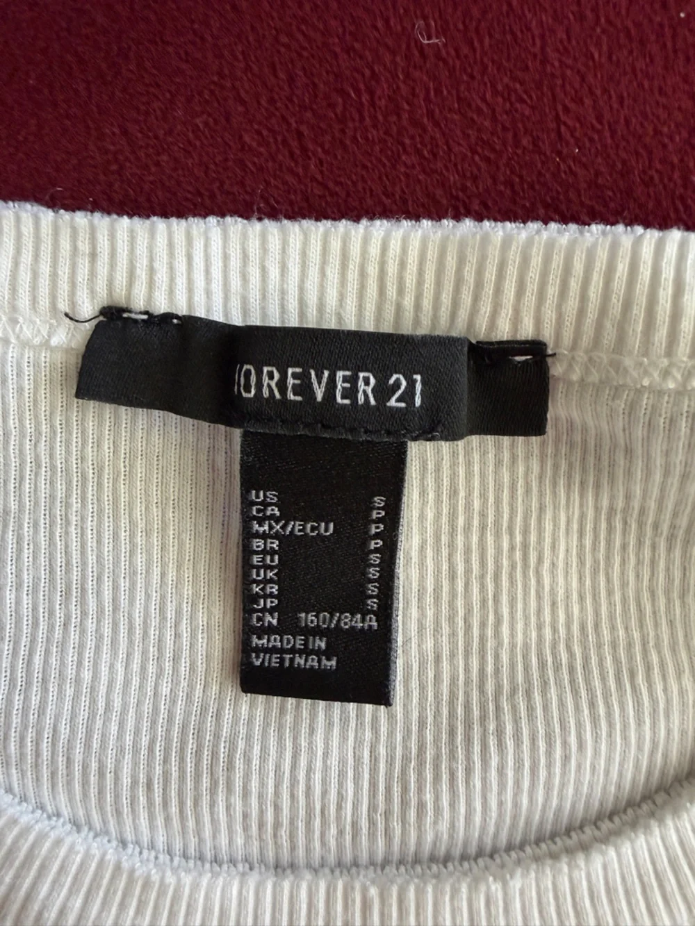 Forever 21 White Ribbed Short Sleeve Tee with Red Heart Hand Embroidery - Picture 5 of 5
